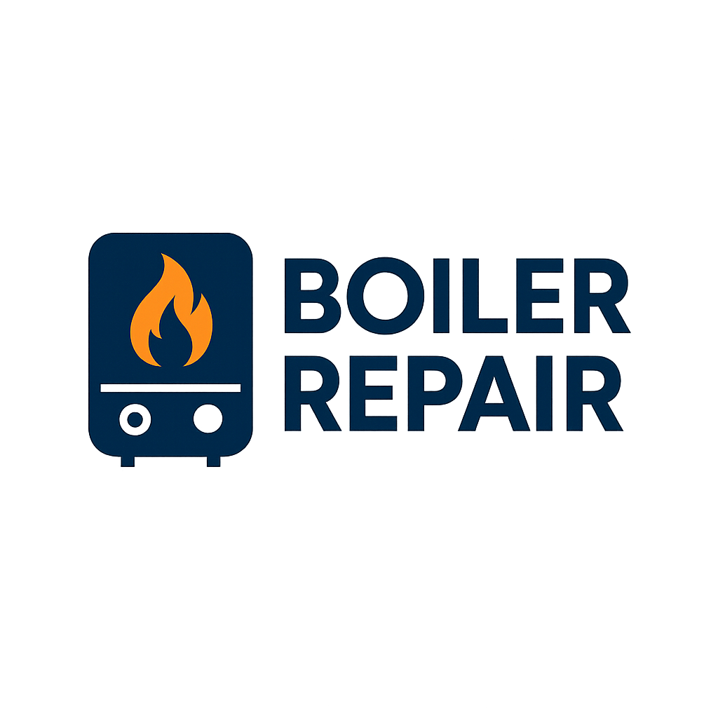 Logo for Derby Boiler Repairs, featuring a blue flame and boiler icon representing heating and gas services.