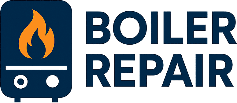 Logo for Derby Boiler Repairs, featuring a blue flame and boiler icon representing heating and gas services.